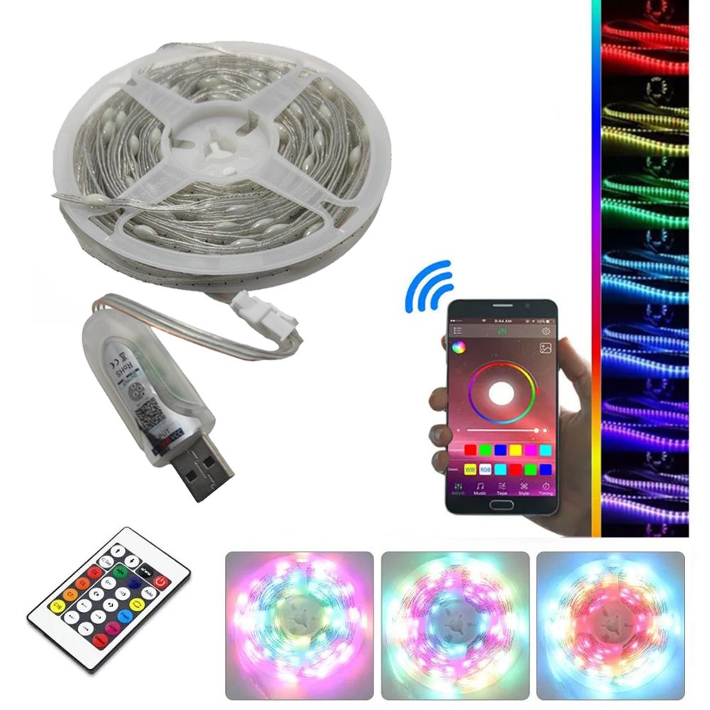 DS-614722-2 Ταινία Bluetooth Strip Light COB Τροφοδοσίας USB (5V) RGB Μήκους 5m με Τηλεχειριστήριο LED-62B - Image 1
