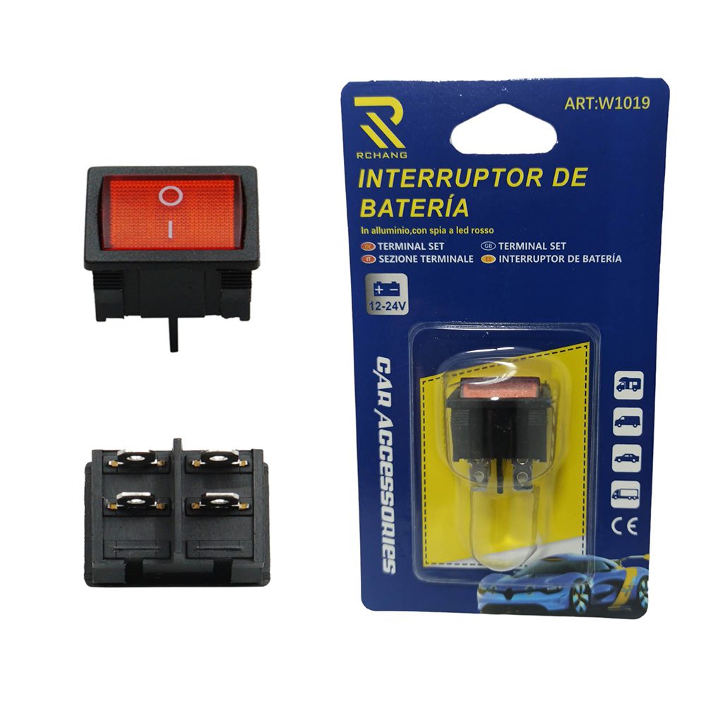 DS-W1019-1 Διακόπτης OnOff πλαστικός με κόκκινο Led 12V-24V 1τεμ W1019-1 - Image 1