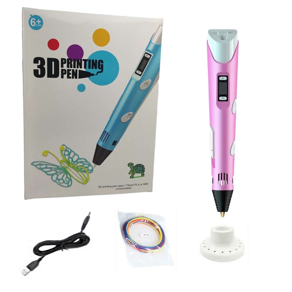 DS1-128313 Στυλό 3D Pen Τρισδιάστατης Σχεδίασης με 3 Ανταλλακτικά Νήματα ABS Filament 1.75mm +6 Ετών Ροζ OEM - Image 1