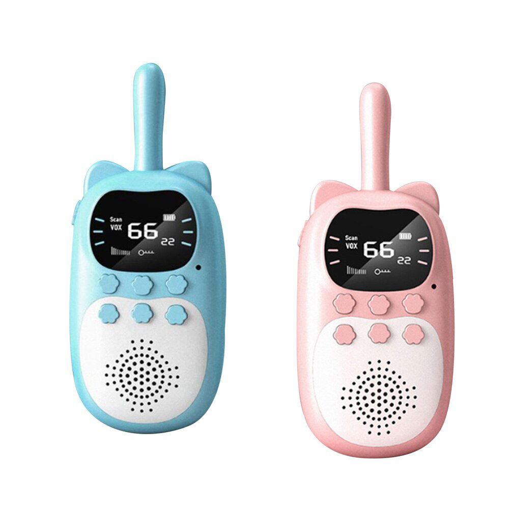 DS1-70012 Σετ 2 Παιδικά Ασύρματα Walkie Talkie με Φακό LED με VOX & 22 Κανάλια - Πομποδέκτες Children Intercom Cartoon Cat σε Ροζ και Μπλε Χρώμα - Image 1