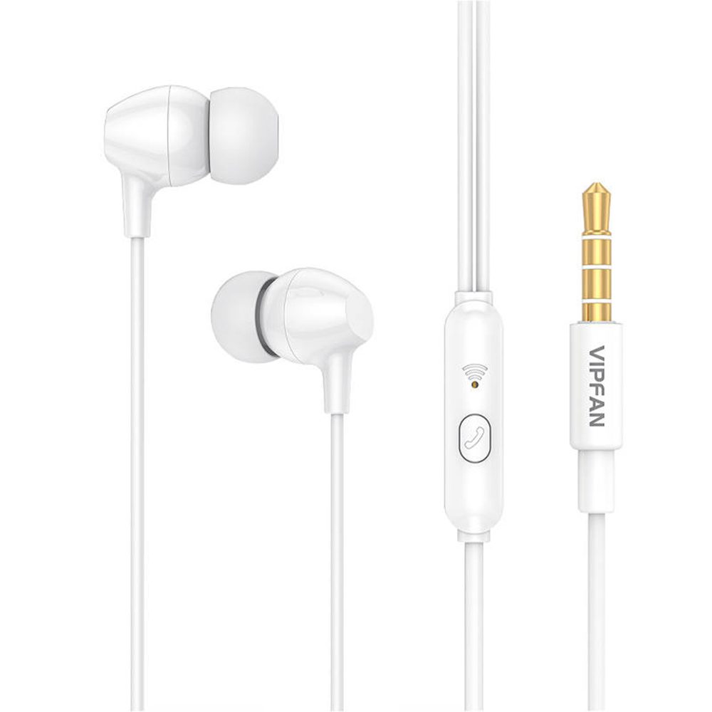 DS4-M16-02-2 Ακουστικά In-ear Handsfree με Βύσμα 3.5mm 1m Vipfan M16 Λευκό - Image 1