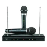 Συσκευή Karaoke με Δύο Ασύρματα Μικρόφωνα wireless AT-306 σε Μαύρο Χρώμα