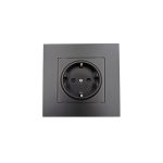 Μονή Χωνευτή Πρίζα Ρεύματος 90x90mm DS-201470 Μαύρη OEM
