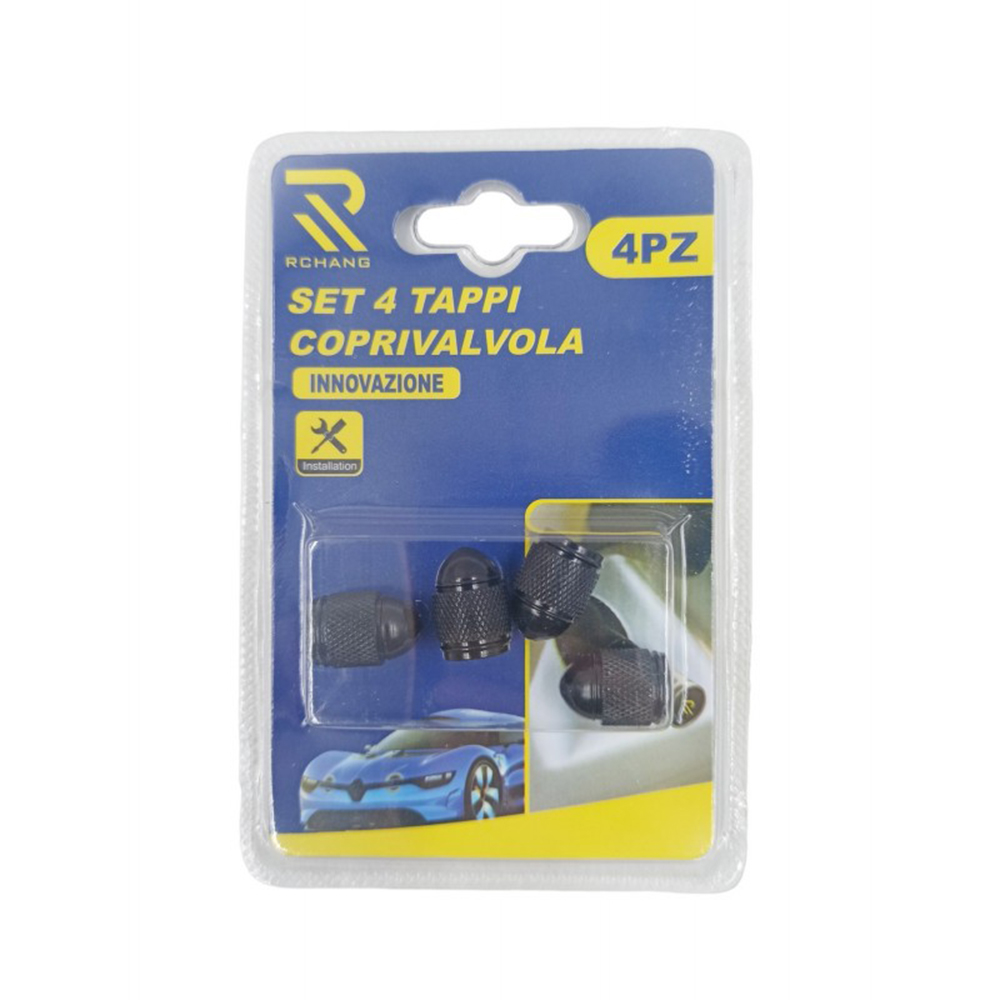 ds-712338-1-1 Βαλβίδες Τροχών Αλουμινίου 4τμχ Μαύρες OEM - Image 1
