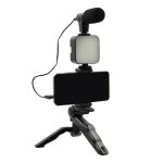 Live Streaming Set Τρίποδο Κινητού Stand, Φωτισμός LED και Μικρόφωνο AY-49 Μαύρο OEM