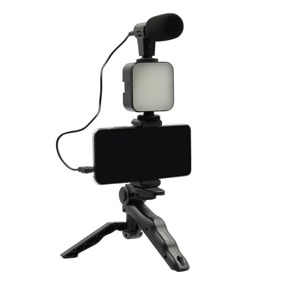ds1-110014-1 Live Streaming Set Τρίποδο Κινητού Stand, Φωτισμός LED και Μικρόφωνο AY-49 Μαύρο OEM - Image 1