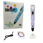 Στυλό 3D Pen Τρισδιάστατης Σχεδίασης με 3 Ανταλλακτικά Νήματα ABS Filament 1.75mm +6 Ετών Μωβ OEM