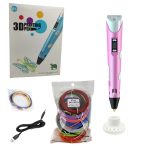 Σετ Στυλό 3D Pen Τρισδιάστατης Σχεδίασης με 13 Ανταλλακτικά Νήματα ABS Filament 1.75mm +6 Ετών Ροζ OEM