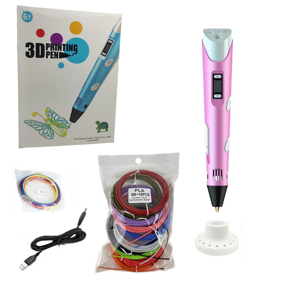 ds1-128320-1 Σετ Στυλό 3D Pen Τρισδιάστατης Σχεδίασης με 13 Ανταλλακτικά Νήματα ABS Filament 1.75mm +6 Ετών Ροζ OEM - Image 1