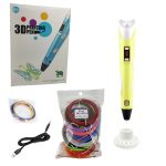 Σετ Στυλό 3D Pen Τρισδιάστατης Σχεδίασης με 13 Ανταλλακτικά Νήματα ABS Filament 1.75mm +6 Ετών Κίτρινο OEM