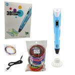 Σετ Στυλό 3D Pen Τρισδιάστατης Σχεδίασης με 13 Ανταλλακτικά Νήματα ABS Filament 1.75mm +6 Ετών Μπλε OEM