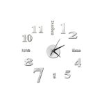 Ρολόι Τοίχου Αυτοκόλλητο Πλαστικό 3D DIY Clock Silver 50cm-120cm ZH015