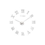 Ρολόι Τοίχου Αυτοκόλλητο 3D DIY 40-50cm ZH01920 Ασημί