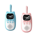 Σετ 2 Παιδικά Ασύρματα Walkie Talkie με Φακό LED με VOX & 22 Κανάλια - Πομποδέκτες Children Intercom Cartoon Cat σε Ροζ και Μπλε Χρώμα