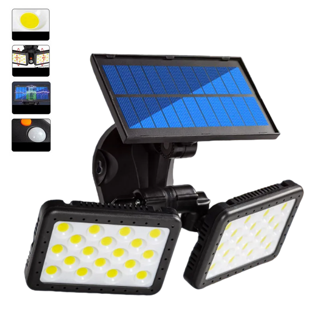 ds4-1107-47 Ηλιακό Φωτιστικό Διπλής Κεφαλής 36 Led με Αισθητήρα Κίνησης Garden Yard Street Path W770B OEM - Image 1