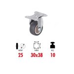 Ροδάκι Επίπλου με Πλάκα Σταθερή 25mm/1.0" χωρίς Φρένο 1τμχ 1199-22 - Image 2