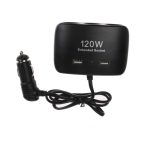 Φορτιστής Αντάπτορας Αυτοκινήτου In-Car 120W 12V/24 με 3 εξόδους Αναπτήρα και 2 USB Θύρες Μαύρος