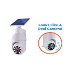 Ψεύτικη Κάμερα Παρακολούθησης Ηλιακή LED 360 με Ανιχνευτή Κίνησης IP54 PKG-02 Λευκή OEM - Image 2
